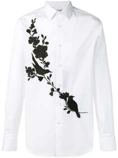Alexander McQueen рубашка с контрастной цветочной вышивкой