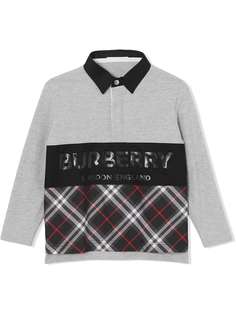 Burberry Kids рубашка-поло со вставкой в клетку и логотипом