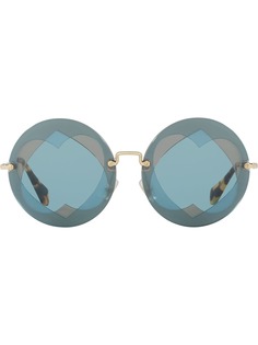 Miu Miu Eyewear солнцезащитные очки в круглой оправе с сердцами