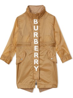 Burberry Kids легкая парка со съемным капюшоном и логотипом