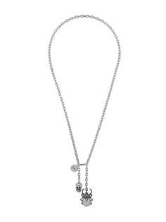 Alexander McQueen колье с подвесками в виде жука и черепа