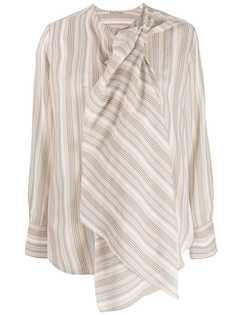 Acne Studios присборенная рубашка в полоску с драпировкой