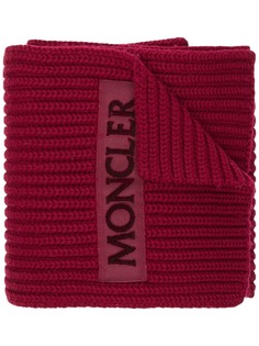 Moncler ребристый шарф с заплаткой с логотипом