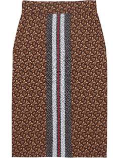 Burberry юбка-карандаш с монограммой и принтом в полоску