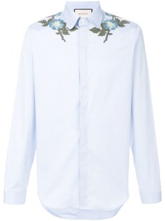 Gucci рубашка с цветочной вышивкой