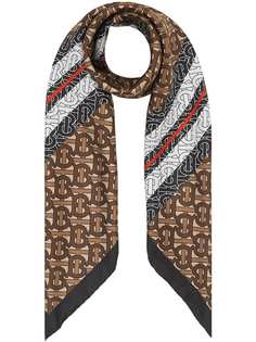 Burberry платок с монограммой и принтом в полоску