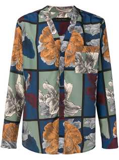 Christian Pellizzari рубашка с цветочным принтом и вставками