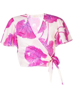 Diane von Furstenberg блузка с запахом и цветочным принтом
