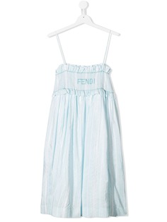 Fendi Kids платье в полоску с логотипом
