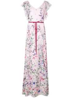Marchesa Notte длинное платье с цветочным принтом