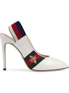 Gucci туфли-лодочки с ремешком на пятке и полоской web