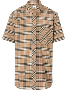 Burberry клетчатая рубашка с короткими рукавами
