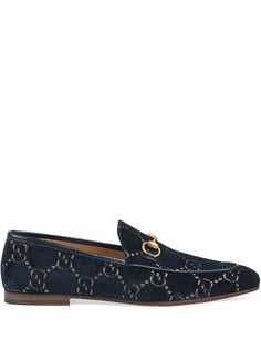 Gucci бархатные лоферы Gucci Jordaan с узором GG