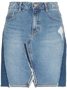 SJYP джинсовая мини-юбка в стиле пэчворк
