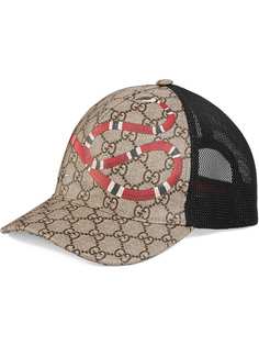 Gucci бейсбольная кепка GG Supreme с принтом змеи