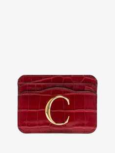 Chloé картхолдер с тиснением под кожу крокодила и металлическим логотипом