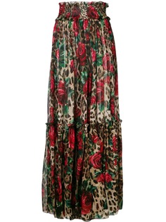 Dolce & Gabbana юбка макси с цветочным и леопардовым принтом