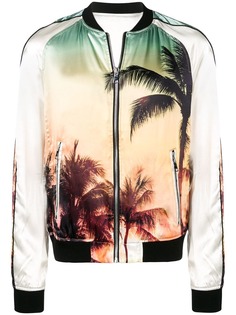 Balmain куртка-бомбер с пальмовым принтом