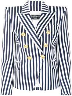 Balmain двубортный блейзер в полоску