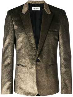 Saint Laurent однобортный блейзер с эффектом металлик
