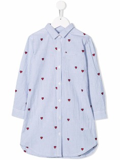 Tommy Hilfiger Junior платье-рубашка с вышивкой сердец