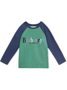 Burberry Kids двухцветный топ с логотипом