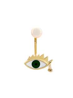Delfina Delettrez единичная золотая серьга Eye Piercing с жемчугом и эмалью