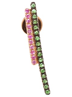 Asherali Knopfer tsavorite and sapphire bar earring
