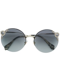 Miu Miu Eyewear солнцезащитные очки в круглой оправе с жемчугом