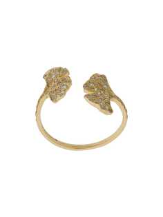 Aurelie Bidermann золотое открытое кольцо Ginkgo с бриллиантами