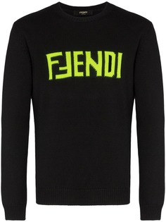 Fendi джемпер вязки интарсия с логотипом