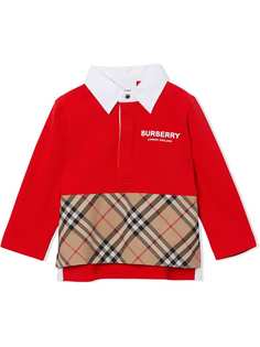 Burberry Kids рубашка-поло со вставкой в клетку
