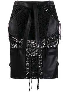 Philipp Plein юбка миди с кружевными вставками