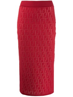 Fendi юбка миди с узором FF
