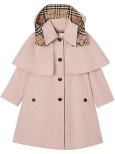 Burberry Kids свободное непромокаемое пальто со съемным капюшоном