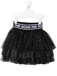 Balmain Kids пышная юбка из тюля с блестками