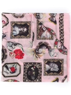 Alexander McQueen платок Cameo and Curiosities с принтом