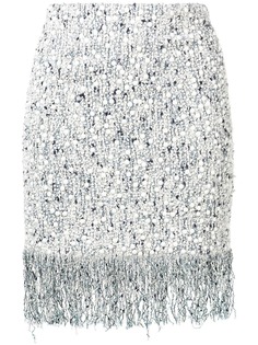 Balmain юбка с бахромой и отделкой из керамики