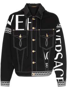 Versace джинсовая куртка в клетку с логотипом