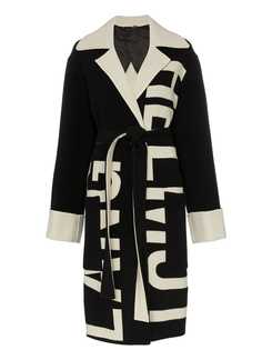 Helmut Lang трикотажное пальто с поясом и логотипом
