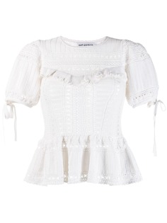 Self-Portrait трикотажный топ с баской