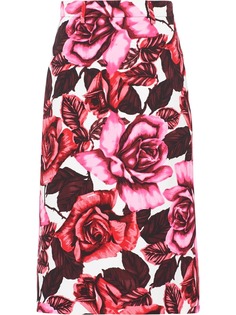 Prada поплиновая юбка с цветочным принтом