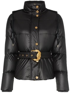 Versace пуховик с капюшоном и поясом