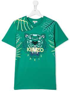 Kenzo Kids футболка с логотипом и принтом тигра