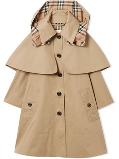 Burberry Kids твиловое пальто-кейп