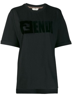 Fendi футболка с логотипом и мехом норки