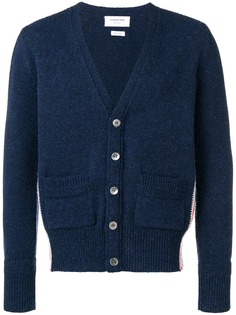 Thom Browne свободный кардиган с V-образным вырезом и полосками вязки интарсия