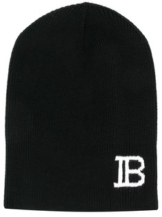 Balmain шапка бини вязки интарсия с логотипом