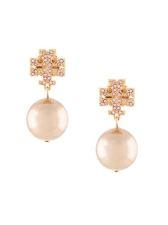 Tory Burch серьги с кристаллами и логотипом