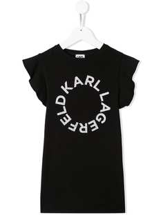 Karl Lagerfeld Kids платье-футболка с оборками на рукавах